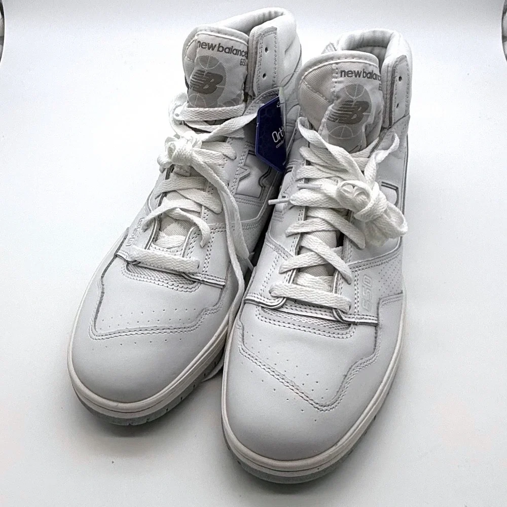 New Balance 650R high top sneakers triple white Leather BB650RWW Mens 13 NEW